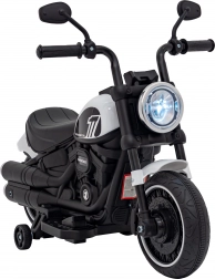 Detská elektrická motorka Chopper Faster s FM rádiom, audio panelom a LED – Biela