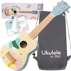 drevené ukulele pre deti modré Classic World