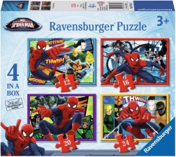 Detské puzzle Disney Spider-Man 4v1 – 12, 16, 20 a 24 dielikov, 19×14 cm