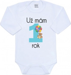 Dojčenské body New Baby Už mám 1 rok, modré