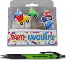 Dekoratívne sviečky v tvare autíčok farebné