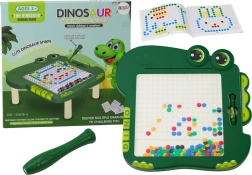 Magnetická tabuľa edukatívna Dinosaurus - Zelená s korálkami