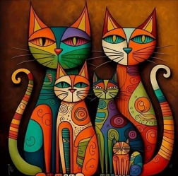 Diamantové maľovanie mačiek v modernom umení 30 × 40 cm