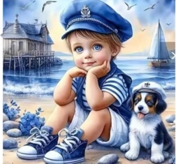 Diamantové maľovanie Malý námorník 30 × 40 cm