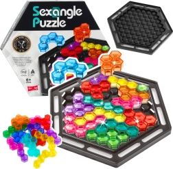 Logická hra SEXANGLE PUZZLE – hexagonálny tetris so 16 dielikmi a 112 úlohami