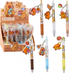 Gélové pero Kapibara s príveskom modrý atrament 14,5 cm