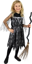 Detský kostým čarodejnice s pavučinovým vzorom