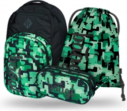 Súprava BAAGL Coolmate Green: batoh, peračník, sáčok