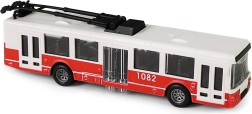 Červený trolejbus na zotrvačník s otváracími dverami