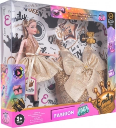 Bábika s kabelkou pre deti EMILY – trblietavé šaty a doplnky