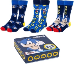 Sada ponožiek Sonic – 3 páry v darčekovej krabičke