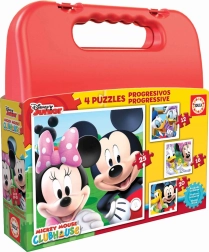 Puzzle v kufríku MICKEY MOUSE a priatelia 4v1