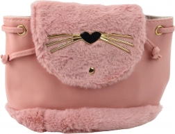 ružový detský plyšový batôžtek s uškami, nastaviteľný popruh, 22 cm, 4 l