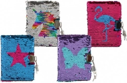 Poznámkový blok s flitrami a zámkom TEDDIES