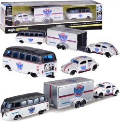 Maisto kovový set 1:64 – Volkswagen Van Samba s prívesom a Volkswagen Beetle