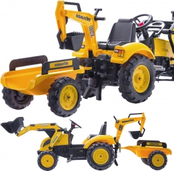 Šliapací traktor FALK KOMATSU s prednou lyžicou, zadným bagrom a prívesom