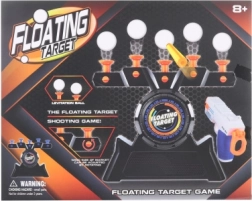 Strelecká hra s levitujúcimi terčmi a pištoľou