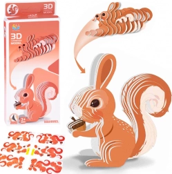 Puzzle 3D kartónový model veveričky DIY, 35 dielikov