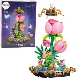 Konštrukčná stavebnica večná ruža v kupole – dekoratívna kompozícia 257 dielikov