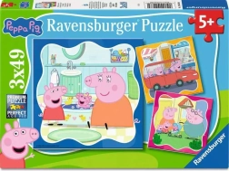 Ravensburger puzzle Prasiatko Peppa – rodina na prvom mieste 3×49 dielikov