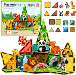 Magnetické stavebné dieliky Zoo – divoké zvieratá z džungle (27 dielov)