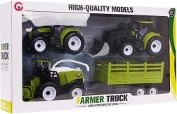 detská sada poľnohospodárskych vozidiel s traktormi, kombajnom a prívesom