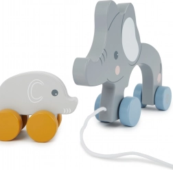 Bieco ťahacia drevená hračka slony