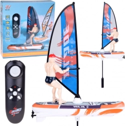 RC windsurfer s LED osvetlením – diaľkovo ovládaná vodná hračka – modrá