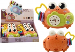 Interaktívny krab s hrkálkou a projektorom, oranžový