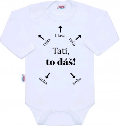 Bavlnené body s potlačou New Baby Tati, to dáš! dlhý rukáv
