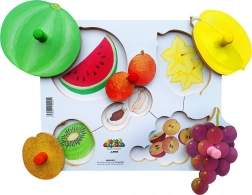 Drevené doskové puzzle 6 dielov - Šúpeme a krájame plodiny