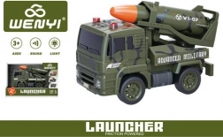 Vojenské auto s raketou na zotrvačník, svetelné a zvukové efekty, 19 cm