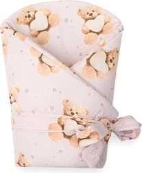 Detská zavinovačka New Baby Love Teddy 80×80 cm ružová
