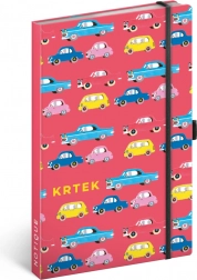 Linajkový zápisník s pevnými doskami 13 × 21 cm s gumičkou a pútkom