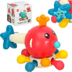 Senzorická hračka hryzadlo pre bábätká chobotnica Bibi-Inn červená