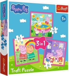 Puzzle 3 v 1 Prasiatko Peppa a priatelia