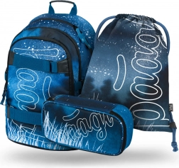 Školská súprava BAAGL Skate Steel: ruksak, peračník a sáčik