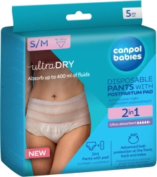 Canpol babies jednorazové popôrodné nohavičky s vložkou 2v1 S/M, 5 ks
