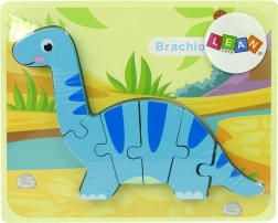 Drevené puzzle dinosaurus brachiosaurus modrý