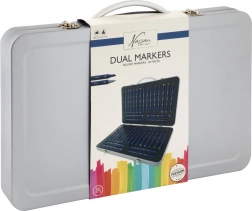 Sada obojstranných fixiek 36 ks v kovovom kufríku