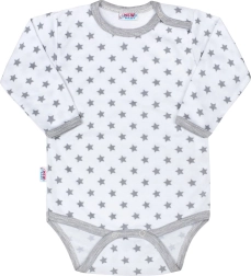 New Baby Classic II sivé dojčenské body s hviezdičkami