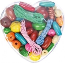 Lena drevené perly v dóze srdiečko