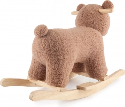 Bieco hojdačkový medveď Mika z buklé s drevenou základňou