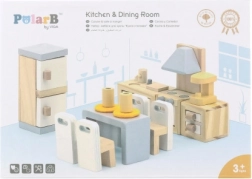 Drevená sada nábytku do domčeka pre bábiky Kuchyňa a jedáleň