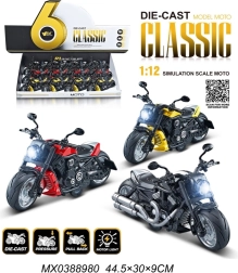 Kovový model motorky 1:12 so svetlom a pull-backom