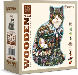 Drevené puzzle Ozdobená mačka 250 dielikov WOODEN CITY