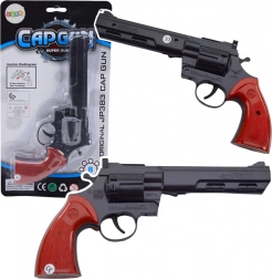 Revolver na kapsule čierny – hračka a rekvizita s realistickým zvukom