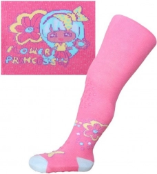 Bavlnené pančucháče New Baby s 3× ABS – ružové Flower Princess, veľkosť 104–110