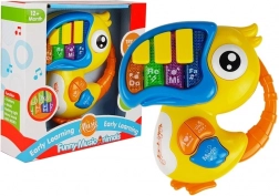 Detské hudobné piano Vtáčik žlté