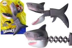 Hryzacia hračka žralok na pružine – sivá